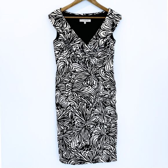 Evan Picone Abstract Sheath Midi Dress Black & White size 4 EUC - Picture 1 of 13